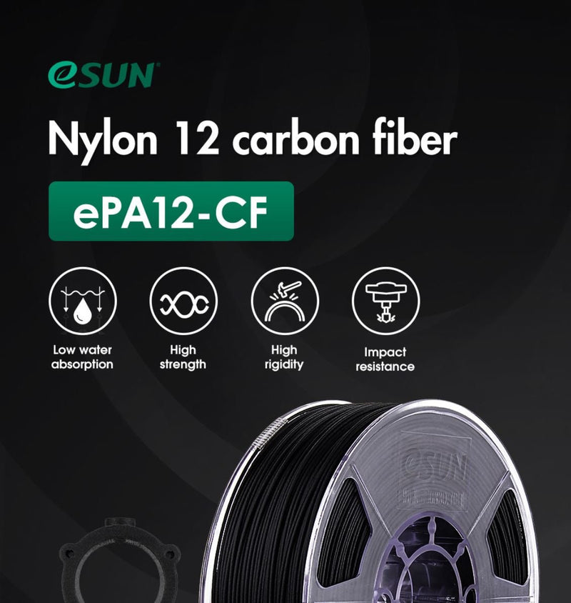 eSUN Nylon 12 carbon fiber ePA-12CF Filament 1.75mm 3D Printer Filament 1KG 2.2LBS 3D Printing Filament for 3D Printer - Antinsky3d