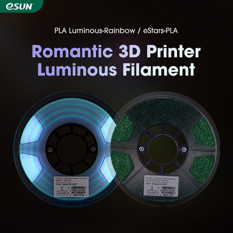 eSUN PLA Luminous-Rainbow eStars-PLA Filament 1.75mm 1KG Spool Glow in the Dark Pla Luminous 3D Printing Filament for 3D Printer - Antinsky3d