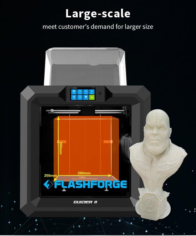 Flashforge Guider II 2 3D Printer 280*250*300mm Intelligent Industrial GradeAuto Leveling Wireless Resume Printing Large Size 280*250*300mm - Antinsky3d