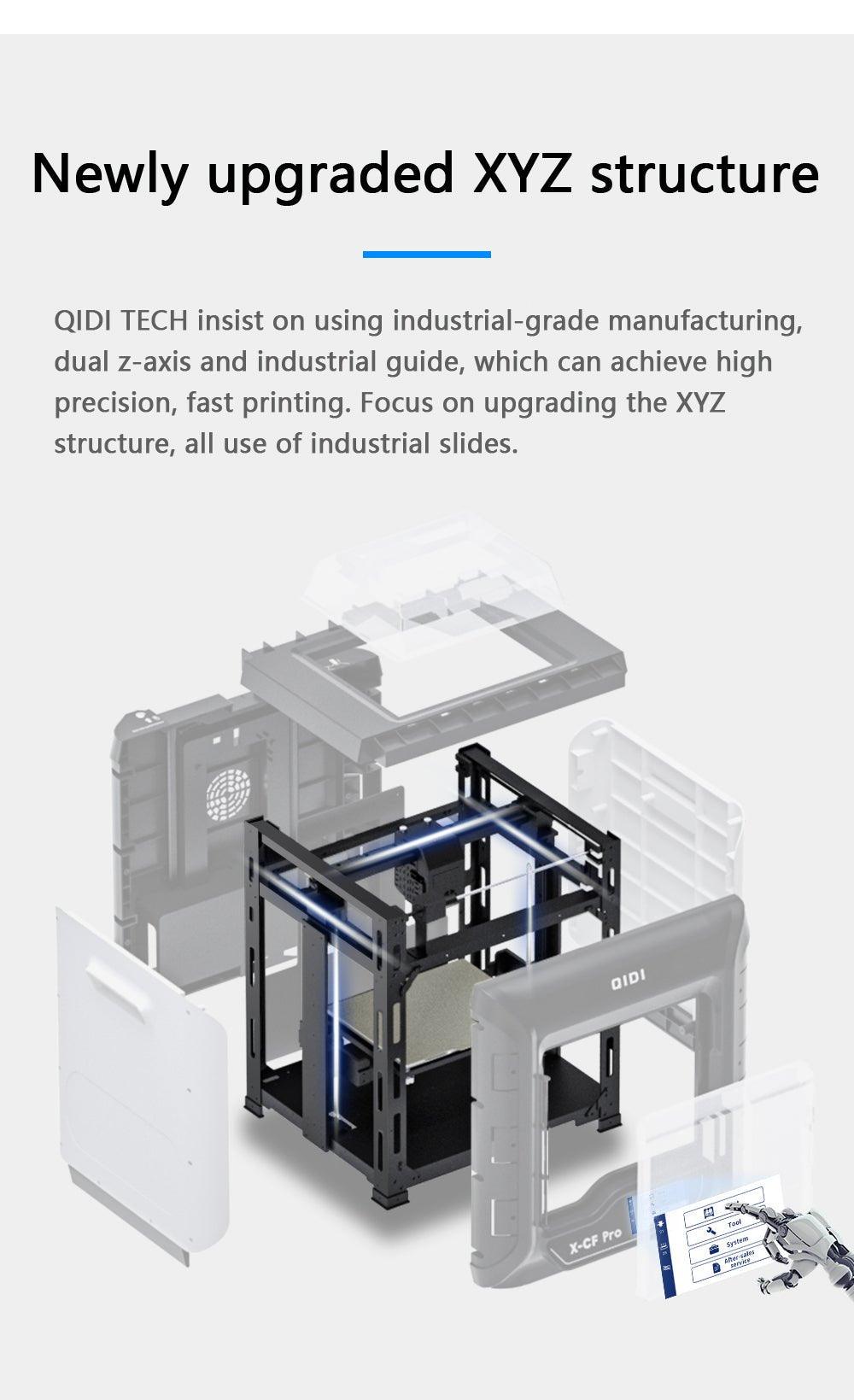 QIDI TECH X-CF Pro Industrial 3D Printer, Print Carbon Fiber&Nylon with QIDI Fast Slicer, Automatic Intelligent Leveling - Antinsky3d