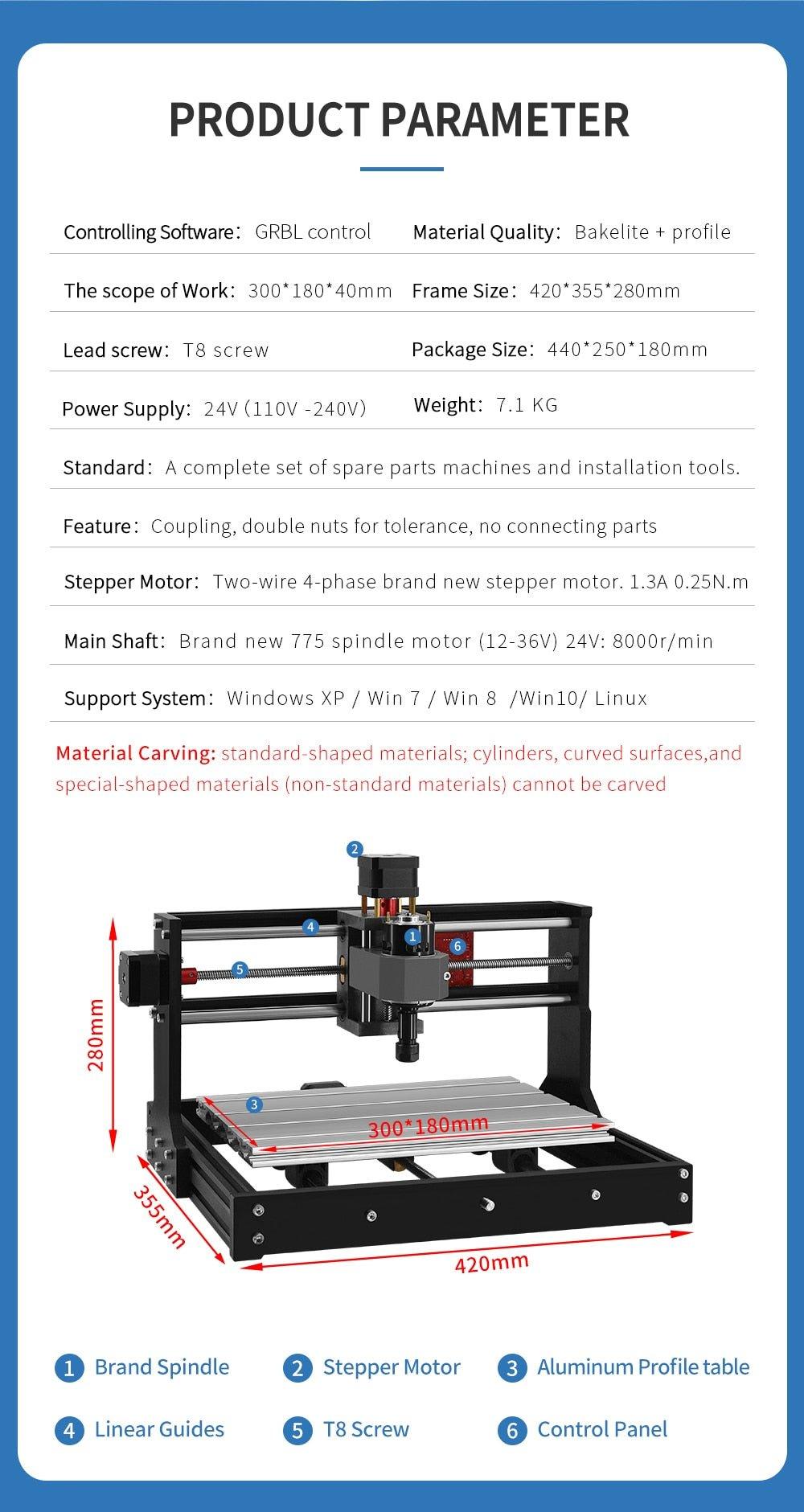 Twotrees 3018 PRO CNC Laser Engraver Multi-function Router Machine GRBL DIY For Plastic Acrylic Wood PCB Engraver - Antinsky3d