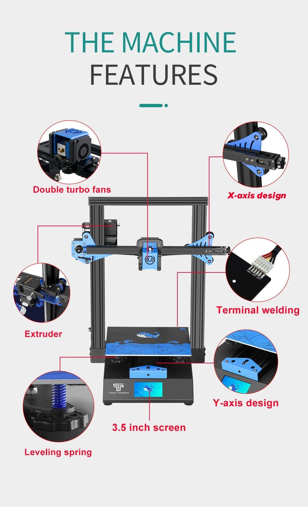 Twotrees 3D printer Blu-3 V2 With Silent Driver Touch Screen US EU stock free shipping - Antinsky3d