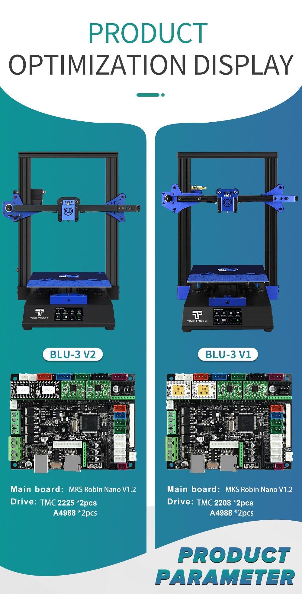 Twotrees 3D printer Blu-3 V2 With Silent Driver Touch Screen US EU stock free shipping - Antinsky3d