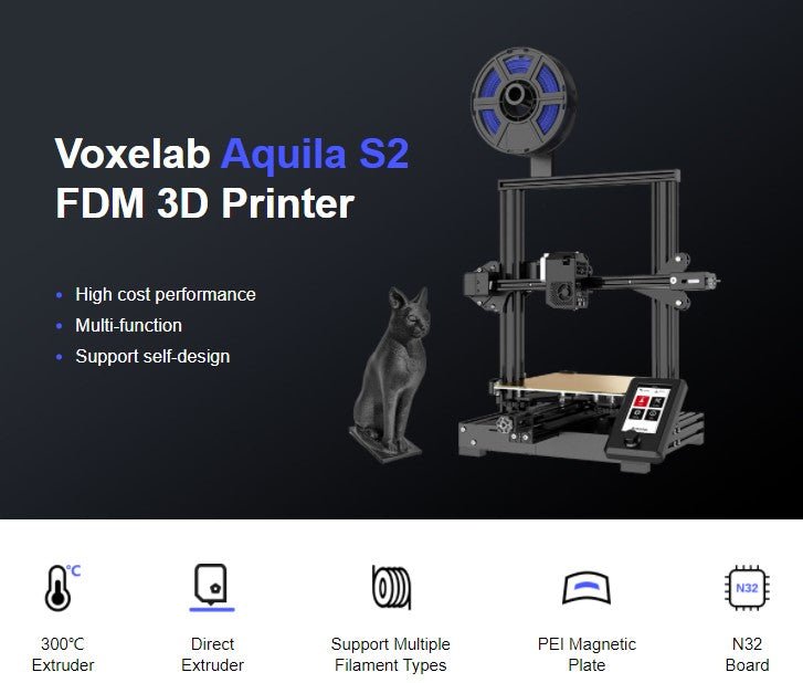 Voxelab Aquila S2 FDM DIY 3D Printer 220*220*240mm Flashforge Sub Brand US EU AU free shipping - Antinsky3d