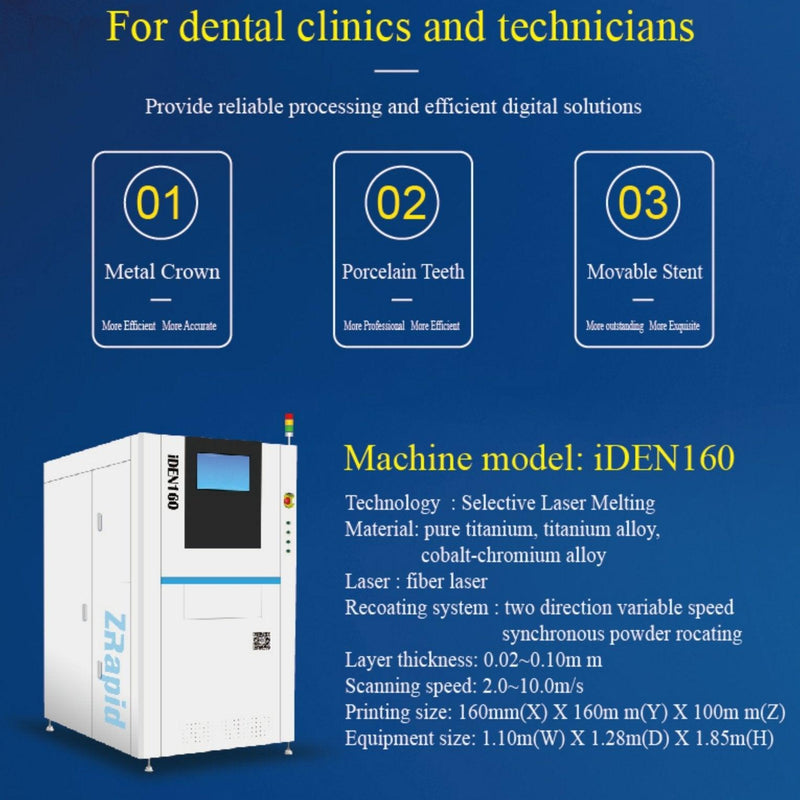 Zrapid iDEN160 metal 3d printer for dental industry 160*160*100mm - Antinsky3d